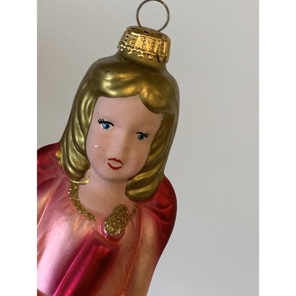 RARE Vintage Pink Blown Mercury Glass Angel Christmas Ornament Hand Painted - Picture 4 of 8